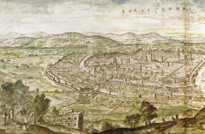 منظر لبرشلونة ، 1563 بواسطة Anthonis van den Wyngaerde