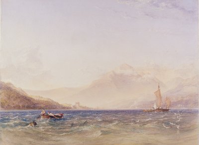 رأس بحيرة فين ، مع قلعة Dindarra ، 1850 (مرحاض ، لون الجسم فوق الجرافيت على الورق) بواسطة أنتوني فانديك كوبلي فيلدينغ