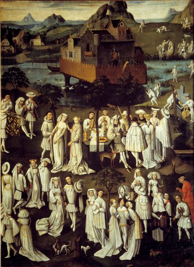 حديقة الحب في بلاط فيليب الثالث الصالح ، دوق بورغندي ، في حدائق قلعة حصدين عام 1432 الأعياد التي أقيمت بمناسبة زفاف خادمه أندريه دي تولونجيون - لوحة رسمها أنطون فان ديك (1599-1641) ) بواسطة أنتوني فان (بعد) ديك