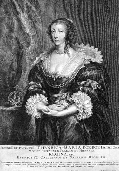 صورة هنريتا ماريا (1609-69) ملكة إنجلترا ، نقشها بيتر دي جود (1606 - 1674) 1632 (نقش) بواسطة أنتوني فان (بعد) ديك