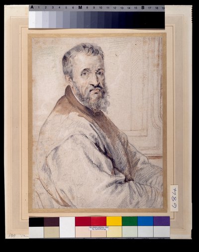 Michelangelo, believed to be after Bugiardini or Federico Zuccaro (red & black chalks over pen & ink with wash on paper) بواسطة أنتوني فان ديك