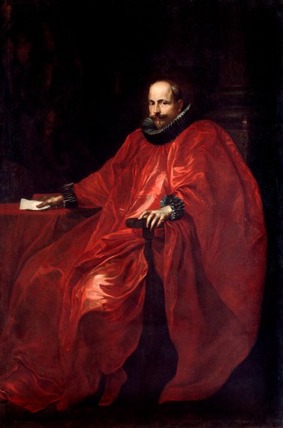 صورة لأجوستينو بالافيسينو (1577-1649) في ثوب السفير للبابا غريغوار الخامس عشر لوحة أنتوني فان ديك (1599-1641) صن. 219.5x148 سم جينات ، جاليريا دي بالازو بيانكو بواسطة أنتوني فان ديك