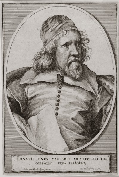 صورة لإنيجو جونز (1573-1652) منقوشة بواسطة وينسيسلاوس هولار (1607-77) 1655 بواسطة أنتوني فان ديك