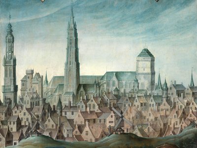 تفاصيل صورة خوان باردو الثاني وزوجتيه آنا إنجينيولانت وماريا أنكيمانت بواسطة Anthuenis (1536-1613) Claeissins أو Claeissens