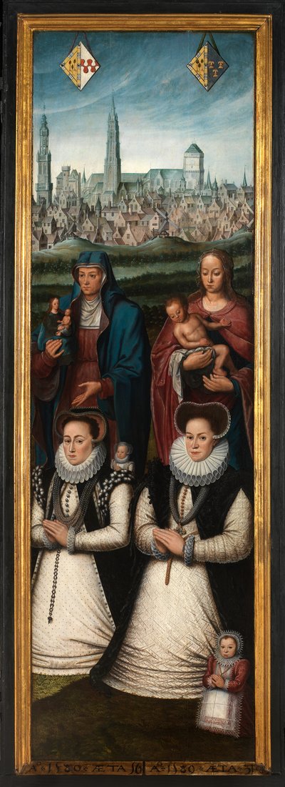 تفاصيل صورة خوان باردو الثاني وزوجتيه آنا إنجينيولانت وماريا أنكيمانت بواسطة Anthuenis (1536-1613) Claeissins أو Claeissens