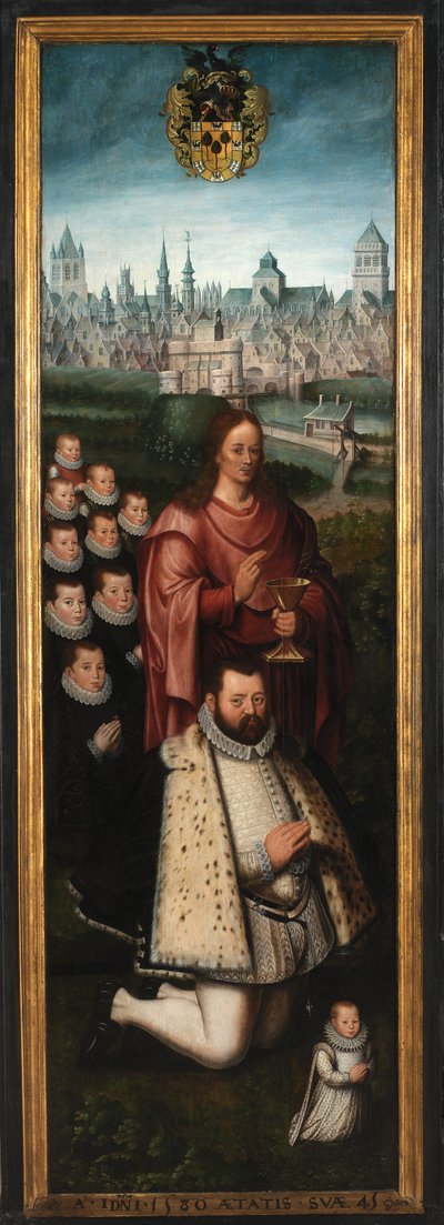 صورة لخوان باردو الثاني وزوجتيه آنا إنجينيولانت وماريا أنكيمانت بواسطة Anthuenis (1536-1613) Claeissins أو Claeissens