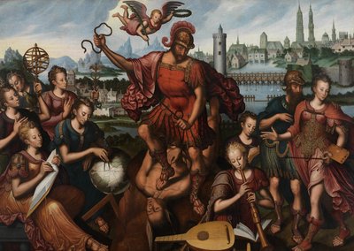 المريخ، المحاط بالفنون والعلوم، ينتصر على الجهل بواسطة Anthuenis (1536-1613) Claeissins أو Claeissens