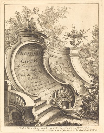 الكتاب الثالث لأشكال الكارتلات و Rocailles ، صفحة العنوان ، 1736. بواسطة أنطوان أفلين