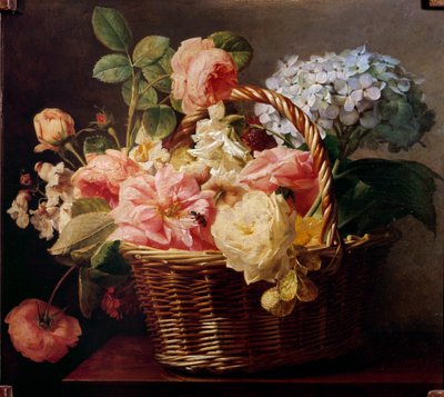 باقات من الزهور في سلة رسم أنطوان برجون (1754-1843) مجموعة خاصة من القرن التاسع عشر بواسطة أنطوان برجون