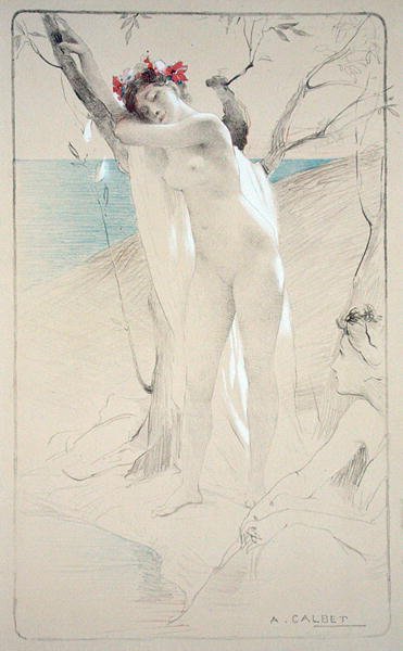 عارية ، من L'Estampe Moderne ، نُشرت في باريس 1897-99 (لون ليثو) بواسطة Antoine Calbet