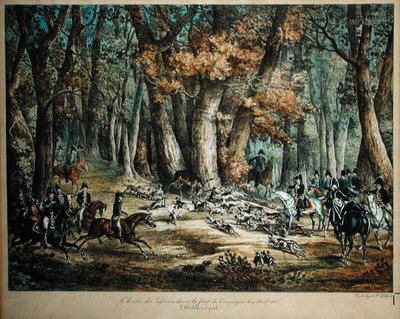 صيد الغزلان في الغابة في كومبيان ، 27 أبريل 1818 بواسطة أنطوان تشارلز هوراس فيرنيه