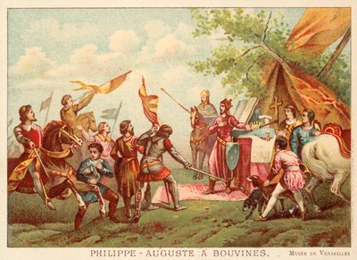 فيليب أوغسطس من فرنسا في Bouvines ، 1214 (chromolitho) بواسطة أنطوان تشارلز هوراس فيرنيه