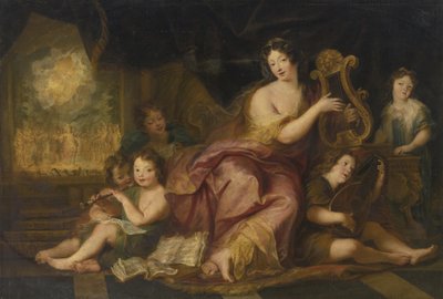 رمزية الموسيقى. صورة مدام دي مينتينون 1635-1719 ، مع أطفال لويس العاشر بواسطة انطوان كويبل