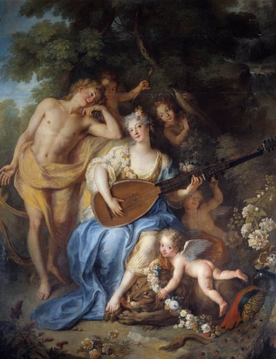 تفاصيل "" صورة دوقة فيلارز "" ني أنجيليك دي فارانجفيل (1683 -؟). رسم أنطوان كويبل (1661-1722) بواسطة انطوان كويبل