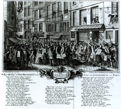 في عام 1720 شارع Quinquempoix بواسطة أنطوان همبلوت
