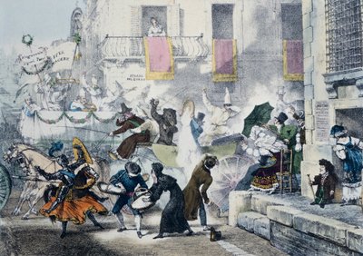 رمي قصاصات الورق أثناء الكرنفال في روما ، بواسطة أنطوان جان بابتيست توماس (1791-1833) ، إيطاليا بواسطة أنطوان جان بابتيست توماس