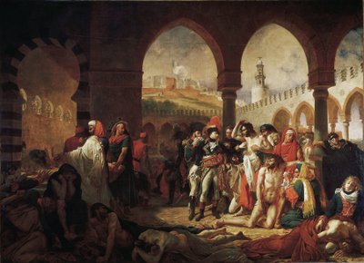 بونابرت يزور ضحايا الطاعون في يافا (زيت على قماش بواسطة أنطوان جان جروس