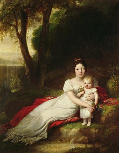 Hortense Eugenie de Beauharnais (1783-1837) ، ملكة هولندا ، مع ابنها تشارلز لويس نابليون بونابرت (1808-73) ، المستقبل نابليون الثالث بواسطة أنطوان جان جروس
