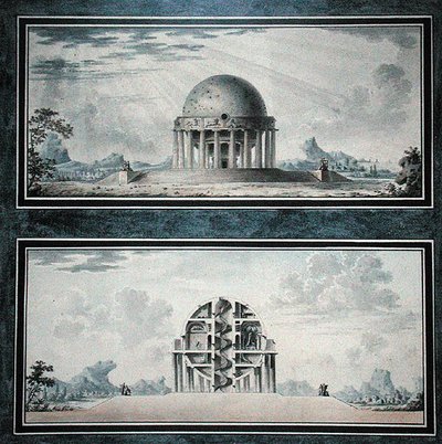تصميم لمنزل عالمي ، 1783 (مرحاض على ورق) (التفاصيل) (انظر أيضًا 195241-195242 ، 196725-196726) بواسطة أنطوان لوران توماس فودوير