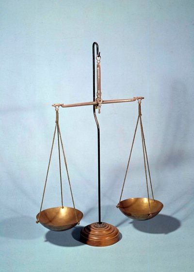أداة القياس: الميزان بواسطة أنطوان لويس لافوازييه (1746-1794) ، الكيميائي الفرنسي بواسطة أنطوان لوران دي لافوازييه