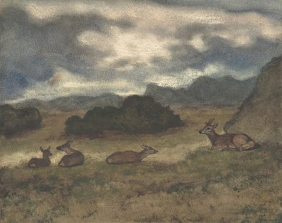 الغزلان في المناظر الطبيعية ، 1810-1875. بواسطة أنطوان لويس باري