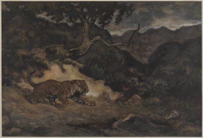 Jaguar Discover a a Snake ، 1840 (مرحاض على ورق) بواسطة أنطوان لويس باري