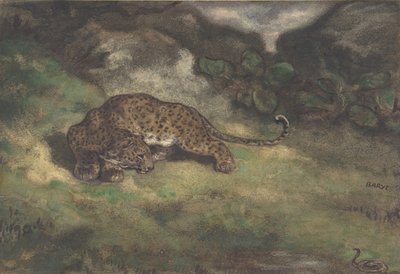 ليوبارد وثعبان ، 1810-1875 (مرحاض على ورق مسدود) بواسطة أنطوان لويس باري