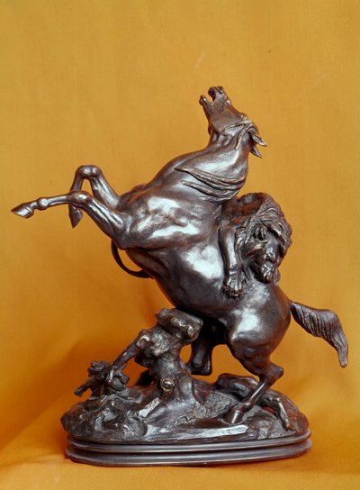 أسد يهاجم حصان منحوت من البرونز لأنطوان لويس باري (1795-1875) من القرن التاسع عشر. باريس ، متحف اللوفر بواسطة أنطوان لويس باري