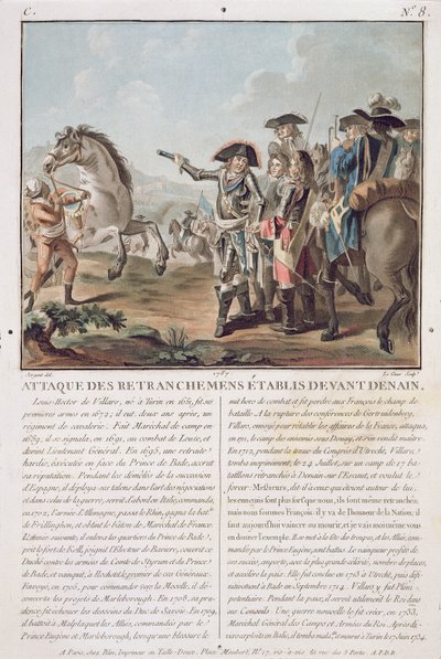 هجوم على الخنادق التي تم إنشاؤها أمام دينين ، 1712 ، نقشها لويس لو كور (fl.1780-1800) ، 1787 بواسطة أنطوان لويس فرانسوا سيرجنت مارسو