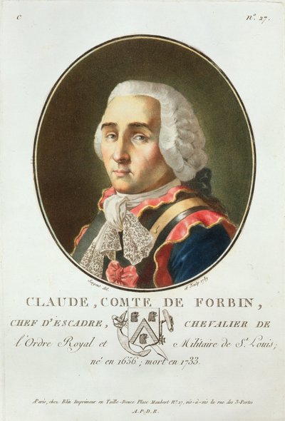 كلود (1656-1733) كومت دي فوربين ، 1789 ، من "صور الرجال العظماء ، النساء اللامعات ، والمواضيع التي لا تنسى في فرنسا" ، محفورة 1787-92 بواسطة أنطوان لويس فرانسوا سيرجنت مارسو