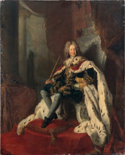 الملك فريدريك الأول على العرش الفضي ، 1712 م. بواسطة أنطوان بيسني