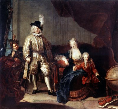صورة شخصية للبارون فون إرلاش مع عائلته. رسم أنطوان بيسني (1683-1757) ، حوالي 1710. زيت على قماش. فن الباروك الألماني. متحف هيرميتاج ، سانت بطرسبرغ بواسطة أنطوان بيسني