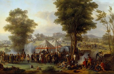 إقامة الإمبراطور نابليون الأول (1769-1821) بالقرب من قلعة إبيرسبيرغ في النمسا 4/05/1809 رسم أنطوان بيير مونجين (1761-1827) 1810 صن. 1،35x2،03 م. بواسطة أنطوان بيير مونغين