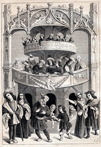 واجهة "" Le Grant Therence en Francois "" لأنطوان فيرارد (نشط في 1485-1512) - تمثيل مسرحي في القرن السادس عشر بواسطة أنطوان فيرارد