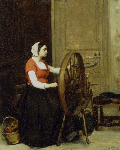 المرأة وعجلة الغزل ، 1860؟ بواسطة انطوان فولون