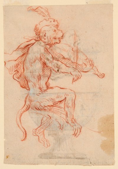 قرد يعزف على الكمان بواسطة Antoine Watteau
