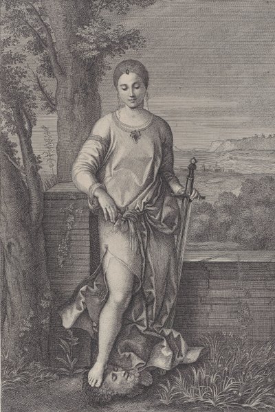 جوديث تقف مع قدمها على رأس هولوفرنيس ، كاليفورنيا. 1729. بواسطة أنطوانيت لاريشر