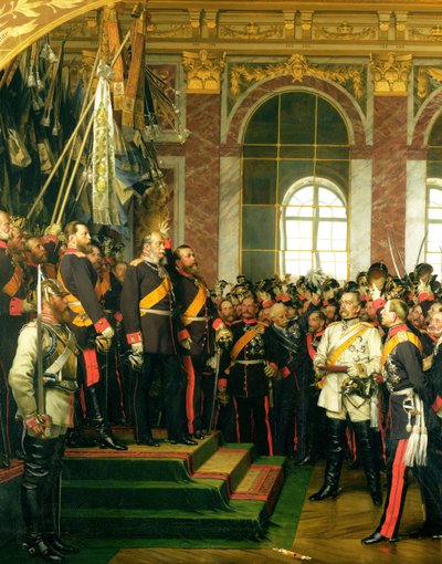 إعلان فيلهلم كقيصر للرايخ الألماني الجديد ، في قاعة المرايا في فرساي في 18 يناير 1871 ، رسمت عام 1885 (انظر أيضًا 153620) بواسطة Anton Alexander von Werner