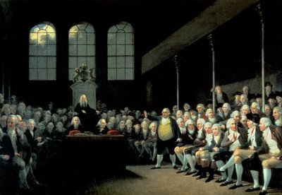 تشارلز جيمس فوكس (1749-1806) يخاطب مجلس العموم خلال وزارة بيت بواسطة انطون هيكل