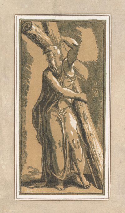 القديس أندرو ، المواجه للأمام ، الرأس مقلوب إلى اليسار ، قبل عام 1749. بواسطة انطون ماريا زانيتي
