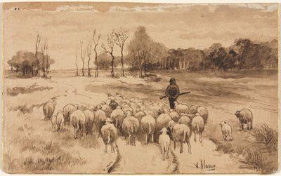 الراعي مع قطيعه ، ج. 1870. بواسطة انطون موف