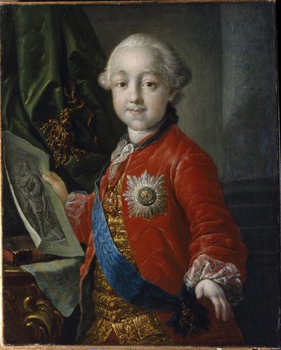 صورة للدوق الأكبر بافل بتروفيتش رومانوف (1754-1801) عندما كان طفلاً. (صورة للدوق الأكبر بافل بتروفيتش عندما كان طفلاً). إمبراطور روسيا من 1796 إلى 1801. لوحة أنتون بافلوفيتش لوسينكو (1737-1773) ، زيت على قماش بواسطة أنطون بافلوفيتش لوسينكو
