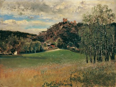 The Meiereiwiese في Vorderbrühl مع أطلال Mödling بواسطة انطون روماكو