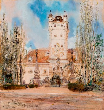 منظر خارجي لقلعة غرينشتاين في النمسا - رسم أنطون روماكو (1832-1889) بواسطة انطون روماكو