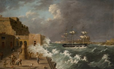 Harbour Scene ، مالطا (زيت على البطاقة) بواسطة انطون شرانز