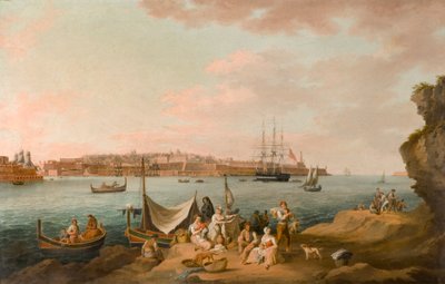 Harbour Scene ، مالطا (زيت على البطاقة) بواسطة Anton Schranz