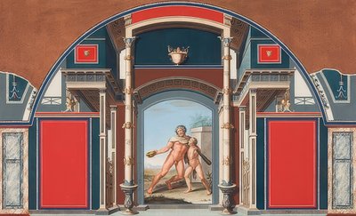 جدارية لمنزل روماني على أساس فيلا نيجروني في روما ، Drunken Hercules. 1781 بواسطة انطون فون مارون