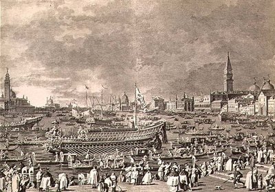 نزول دوجي على بوكينتورو للزواج من البحر ، نقش بواسطة جيوفاني باتيستا بروستولون (1712-96) (نقش) بواسطة أنطونيو (بعد) كاناليتو