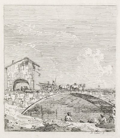 المشاهدات: عربة تمر فوق جسر ، 1735-1746. بواسطة قناة جيوفاني أنطونيو (كاناليتو)