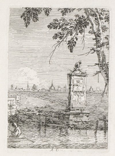 المشاهدات: النصب التذكاري الصغير تحت شجرة ، 1735-1746. بواسطة قناة جيوفاني أنطونيو (كاناليتو)
